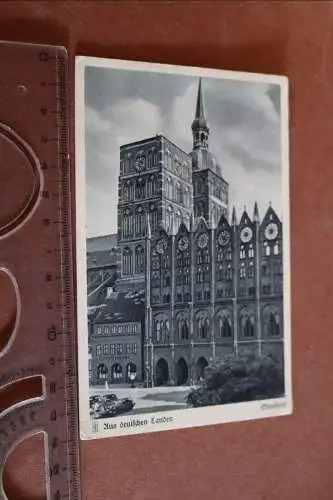 tolle alte Karte -  Stralsund Rathaus und Nicolaikirche 1937