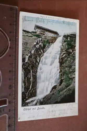 tolle alte Karte -  Elbfall mit Baude  1905 