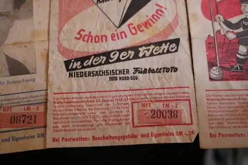 12 alte Wettscheine Niedersächsischer Fußball Toto  von 1954