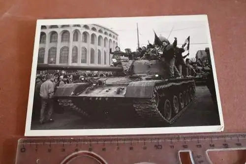 tolle alte Karte - Panzer Demonstranten - Bukarest 1989