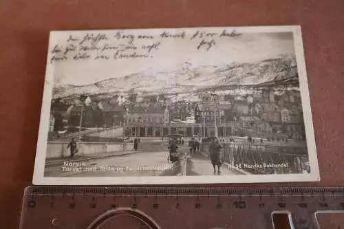 Tolle alte Karte -  Narvik Torvet med Tötta og Fagernestoppen 1935