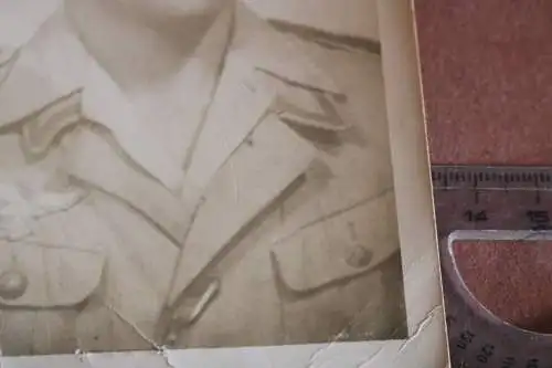 tolles altes Foto - Portrait eines Soldaten Luftwaffe Tropenuniform  EK II Band