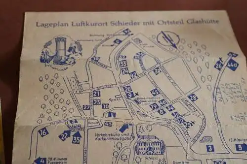 tolles altes Werbeblatt Schieder Glashütte Lippe mit Lageskizze 50 Jahre Luftkur