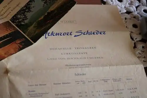 tolles altes Werbeblatt Schieder Glashütte Lippe mit Lageskizze 50 Jahre Luftkur