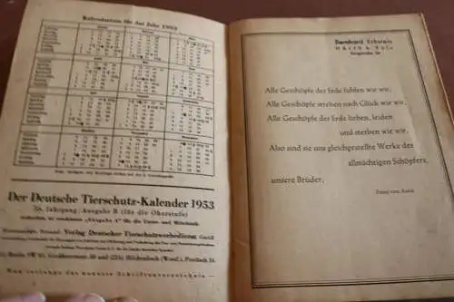 altes Heft - Deutsche Tierschutz-Kalender 1953