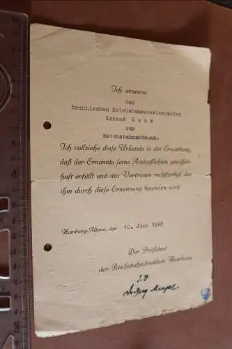 zwei tolle alte Schriftstücke der Reichsbahndirektion Hamburg 1948 Reichsbahnamt