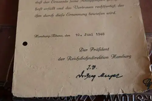 zwei tolle alte Schriftstücke der Reichsbahndirektion Hamburg 1948 Reichsbahnamt