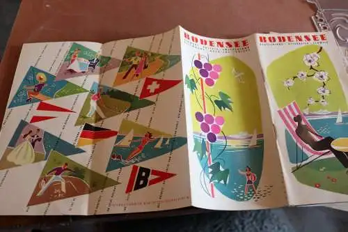 tolles altes Werbeblatt Bodensee mit Hotelführer 1957