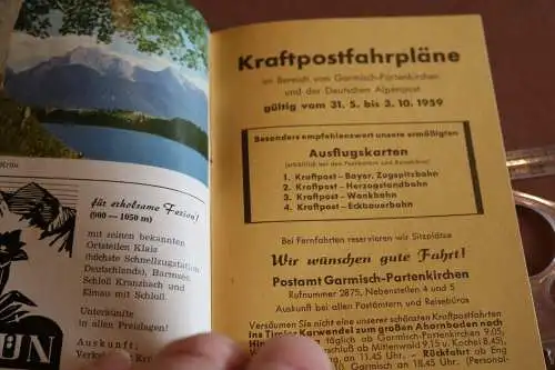 tolles altes Heft Kraftpost-Fahrten  Garmisch-Partenkirchen 1959