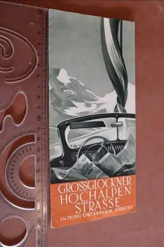 tolles altes Werbeblatt mit Panoramakarte - Grossglockner Hochalpenstrasse