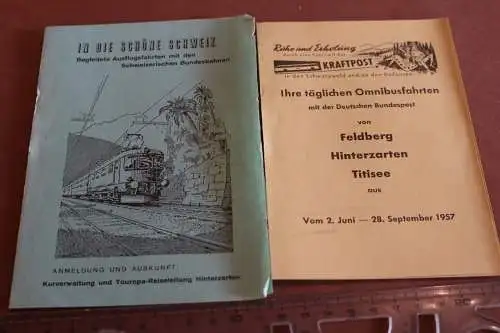 Zwei alte Werbeblätter In die schöne Schweiz und Kraftpost Feldberg Hinterzarten
