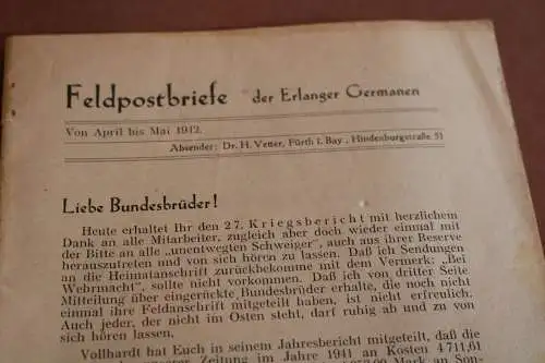 altes Heft - Feldpostbriefe der Erlanger Germanen - Studentika - 1942