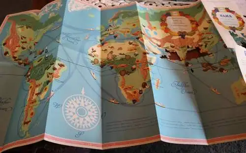 tolle alte Rama Magarine -Weltkarte - mit Preisausschreiben