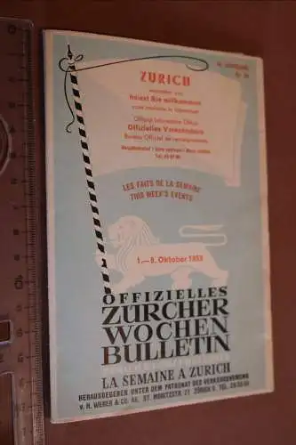 tolles altes Heft - offizielles Züricher Wochen Bulletin Oktober 1955