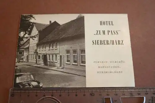 tolles altes Werbeblatt - Hotel Zum Pass - Sieber Harz - 50-60er Jahre