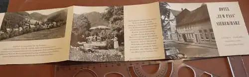 tolles altes Werbeblatt - Hotel Zum Pass - Sieber Harz - 50-60er Jahre 