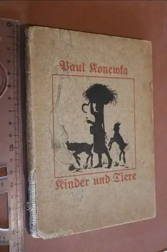 Altes Kinderbuch "Kinder und Tiere - Schattenbilder" von Paul Konewka 1922