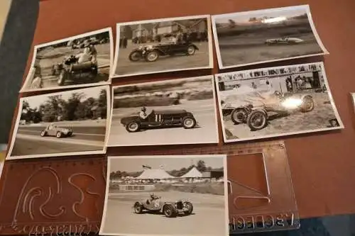 sieben alte Fotos - Oldtimerrennen - 60-70er Jahre 