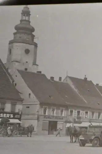 tolles altes Negativ - Marktplatz Fahrzeuge Wehrmacht - Kaiser´s Kaffee und ande