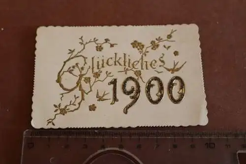 Tolle alte kleine Glitzerkarte - Glückliches 1900 von Otto Nagel
