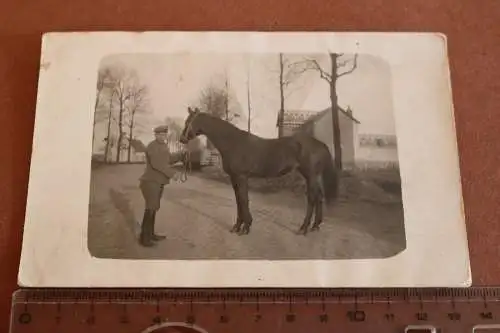 tolles altes Foto Soldat mit Pferd - Kavallerie