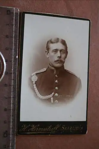 Tolles altes CDV Foto - Portrait eines Soldaten mit Schützenschnur Saarlouis
