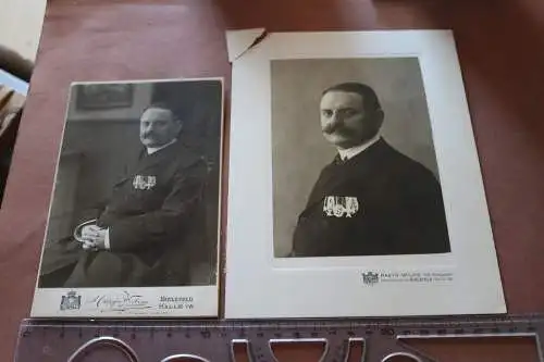 Zwei tolle alte Kabinettfotos  Mann mit Orden  Bielefeld 1909