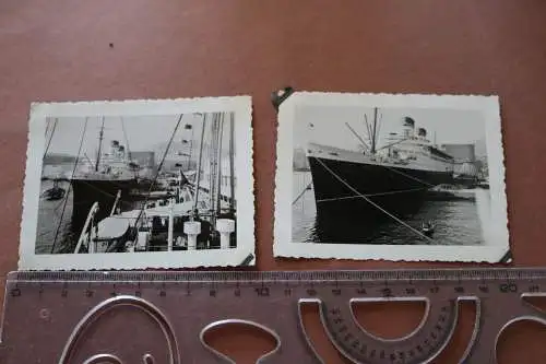 Zwei tolle alte Fotos Passagierdampfer Conte di Savoia - Hafen Neapel ?
