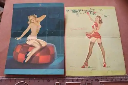 Zwei tolle alte Lithographien Pin Up Girls - Litho USA - 30-40er Jahre ?