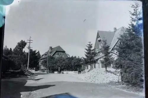 tolles altes Glasnegativ -  Strasse - Gebäude - Hotel Wandt - 20-30er Jahre ??