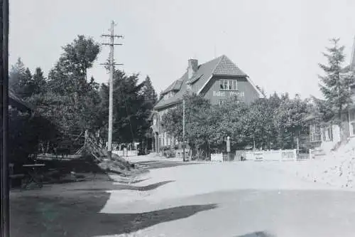 tolles altes Glasnegativ -  Strasse - Gebäude - Hotel Wandt - 20-30er Jahre ??