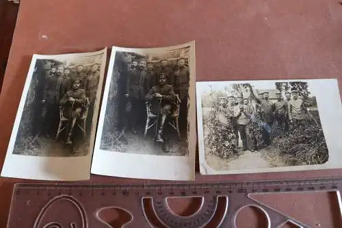 Drei alte Fotos Soldaten vor Unterstand und Kartoffelernte - 57 Inf. Regt.
