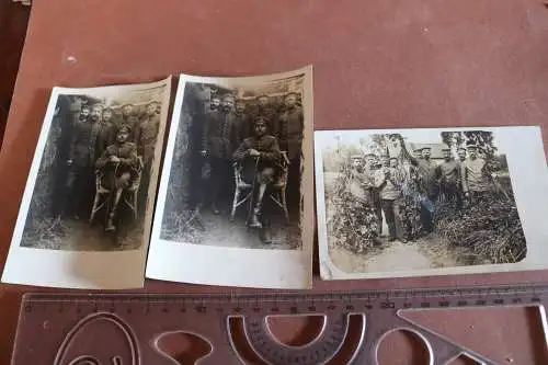 drei alte Fotos Soldaten vor Unterstand und Kartoffelernte - 57 Inf. Regt.  