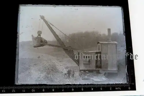 tolles altes Glasnegativ - Dampfbagger bei der Arbeit - 1910-20 ?? (3)