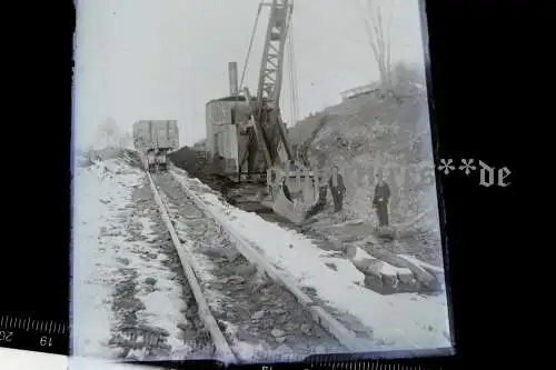 tolles altes Glasnegativ - Dampfbagger bei der Arbeit - 1910-20 ?? (2)