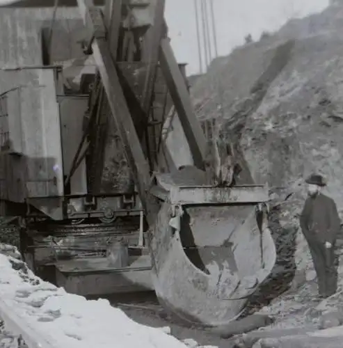 tolles altes Glasnegativ - Dampfbagger bei der Arbeit - 1910-20 ?? (2)