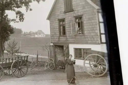 tolles altes Glasnegativ - Fuhrwagenbauer - Pferdefuhrwagen  1910-20 ??