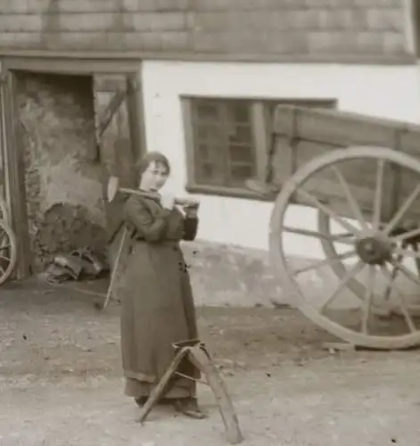 tolles altes Glasnegativ - Fuhrwagenbauer - Pferdefuhrwagen  1910-20 ??