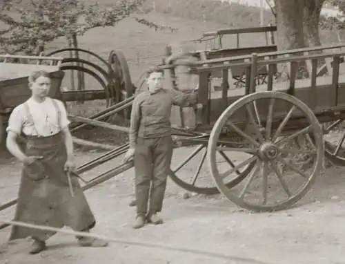 tolles altes Glasnegativ - Fuhrwagenbauer - Pferdefuhrwagen  1910-20 ??