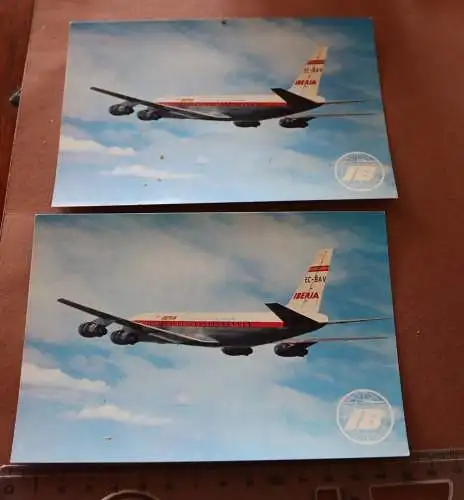 zwei alte Karten  - Passagierflugzeug Douglas DC-8 Turbofan - Iberia