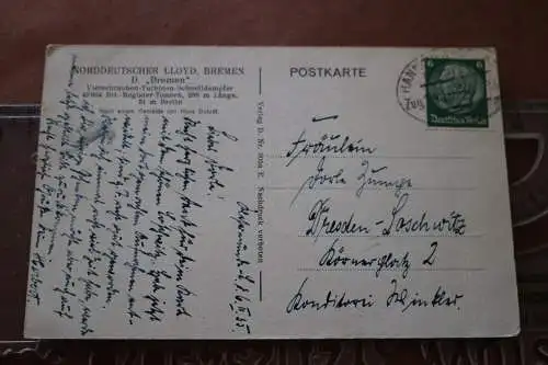 tolle alte Karte - Norddt. Lloyd  Schnelldampfer Bremen 1935