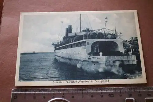 tolle alte Karte - Sassnitz  Fährschiff  in See gehend  20-30er Jahre ?