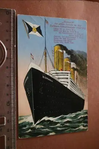 tolle alte Karte - HAPAG  Dampfer Bismarck der größte Dampfer der Welt 