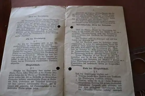 altes Heft - Satzungen der Vereinigung deutscher Marine-Vereine e.V, Hamm 1909?