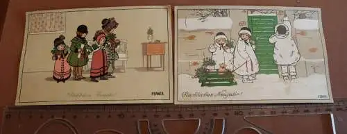 zwei tolle alte Künstlerkarten - Neujahr - P. Ebner - 1911