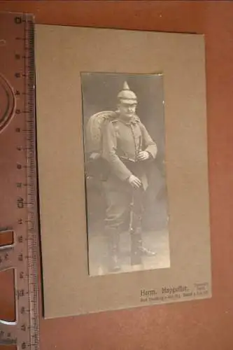 tolles altes Kabinettfoto - Portrait eines Soldaten Pickelhaube - Bad Homburg