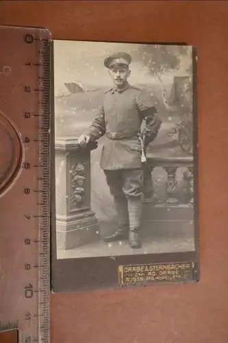 tolles altes CDV-Foto - Portrait eines  Soldaten Augsburg mit Trauerbinde