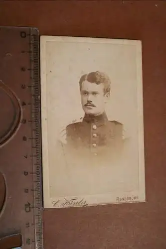 tolles altes CDV-Foto - Portrait eines  Soldaten Musiker 85. I.R. aus Rendsburg 