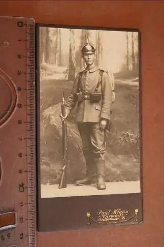 tolles  altes CDV-Foto - Portrait eines Soldaten Pickelhaube - Chemnitz