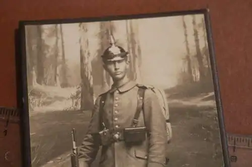 tolles  altes CDV-Foto - Portrait eines Soldaten Pickelhaube - Chemnitz